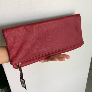 Banana Republic red leather clutch